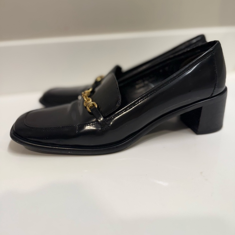 Coach Vintage Made in‎ ITALY Black Leather Block Heel Pumps Sz 7 – RARE - Picture 2 of 7